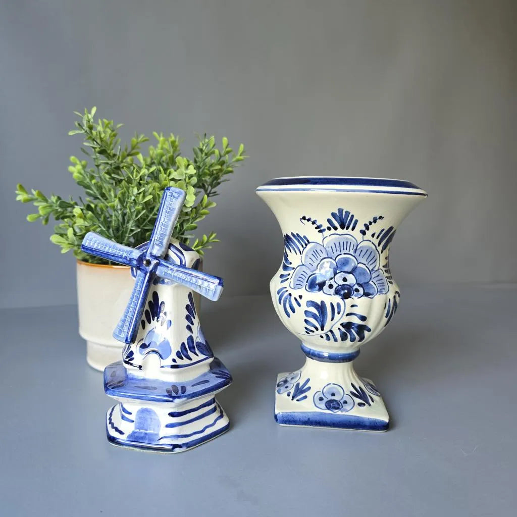 Set Delfter Porzellan - Vase und Windmühle