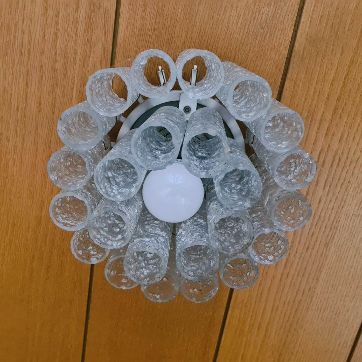 Vintage Doria Eisglas Röhren, Tubes Leuchte, 70er Jahre