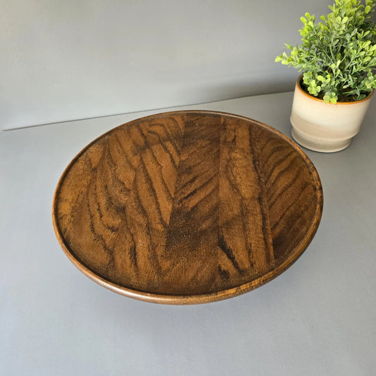 Mid Century Drehtablett aus dunklem Holz - Drehteller