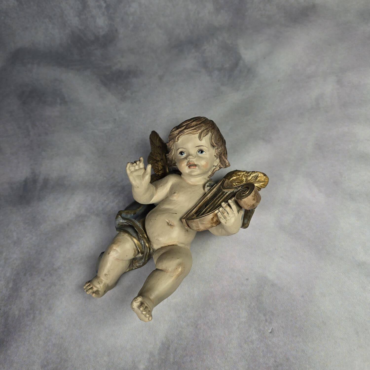 Engel mit Harfe - Schwere Massefigur