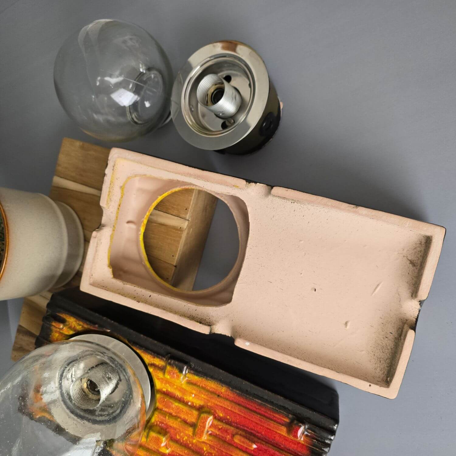 Paar Fat Lava Keramik Wandlampen, space Age