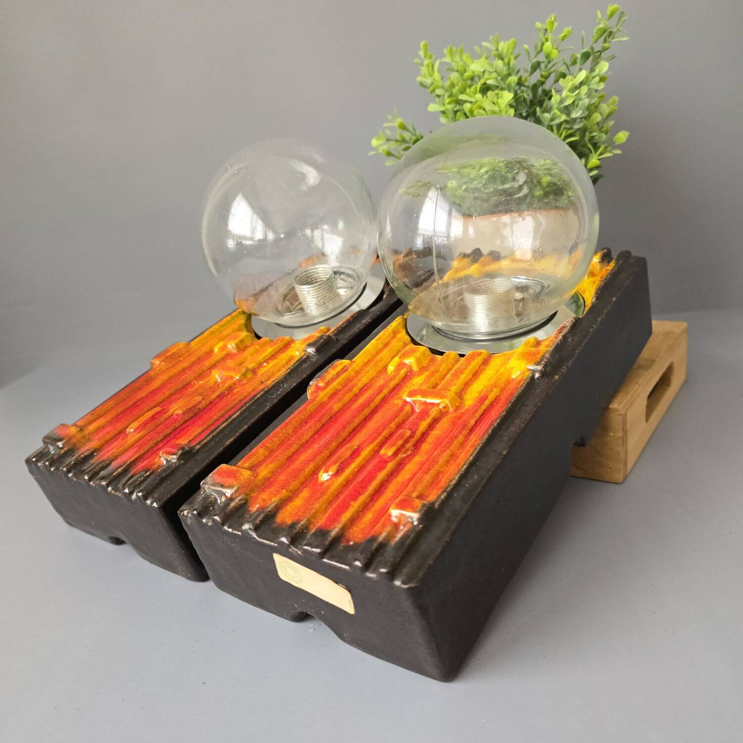 Paar Fat Lava Keramik Wandlampen, space Age