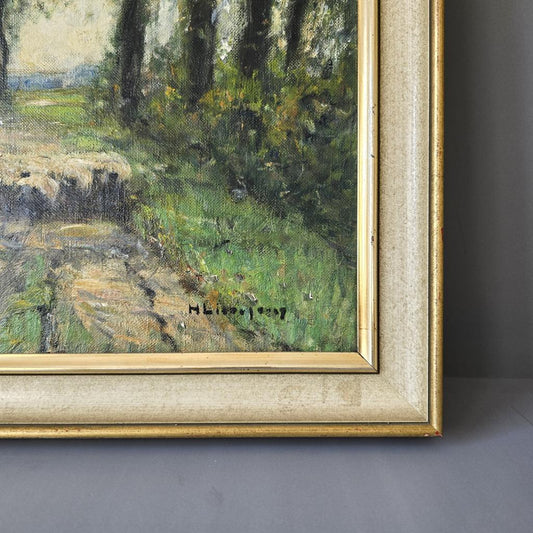 Gemälde Helmuth Liesegang - Öl auf Leinwand - Schafherde