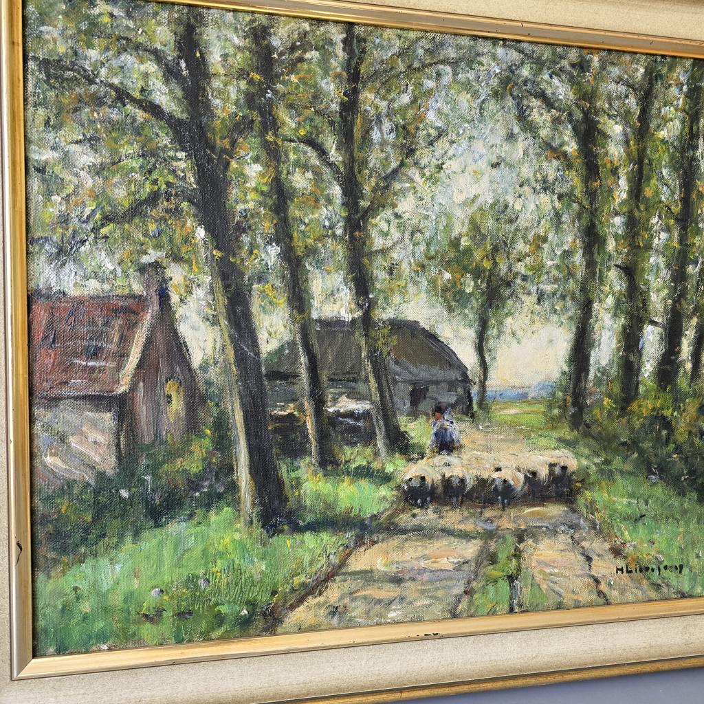 Gemälde Helmuth Liesegang - Öl auf Leinwand - Schafherde