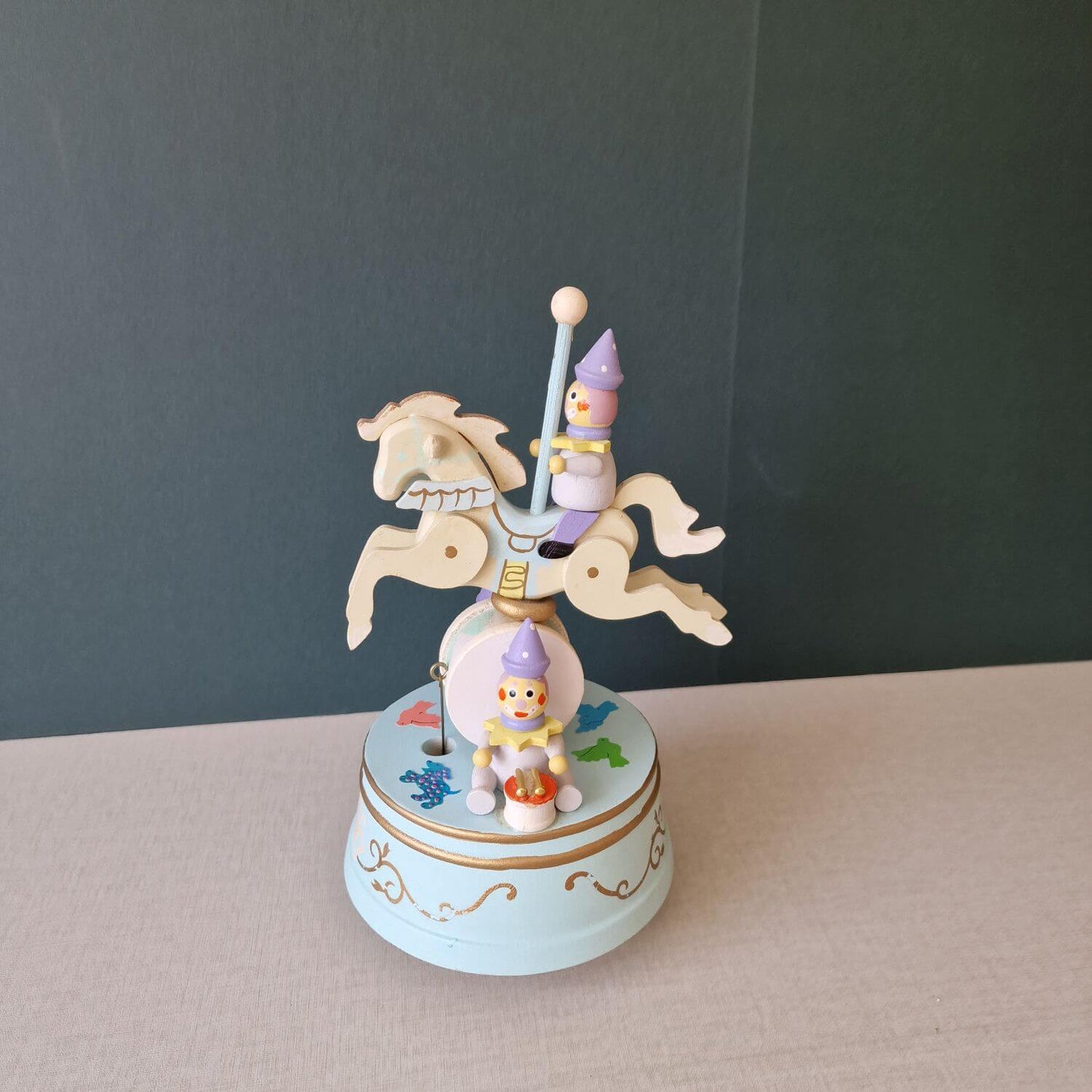 Spieluhr Gilde - Clowns auf Karussellpferd - Oh du lieber Augustin