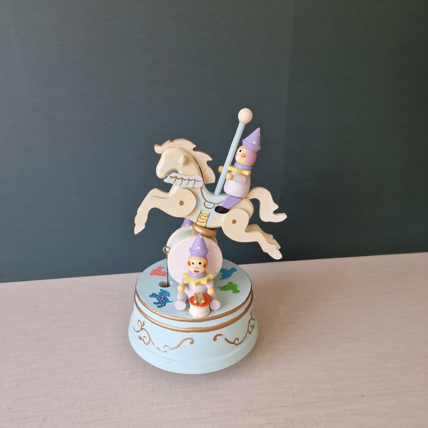 Spieluhr Gilde - Clowns auf Karussellpferd - Oh du lieber Augustin