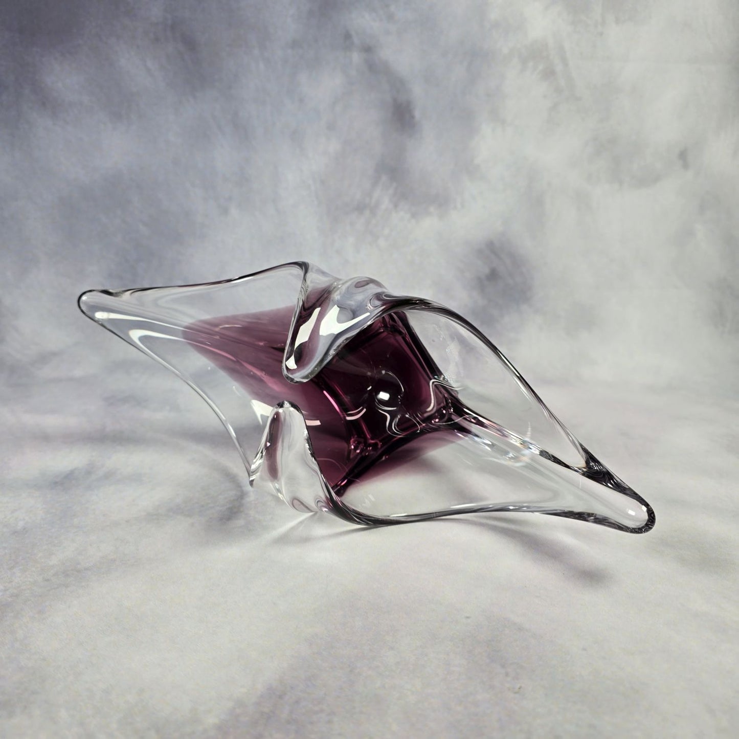 Edle Murano Glas Schale - transparent und lila