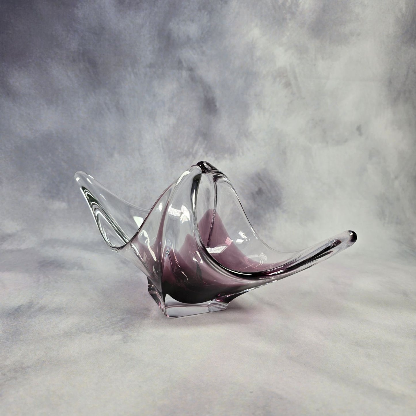 Edle Murano Glas Schale - transparent und lila
