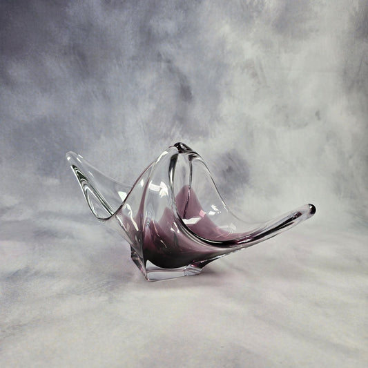 Edle Murano Glas Schale - transparent und lila