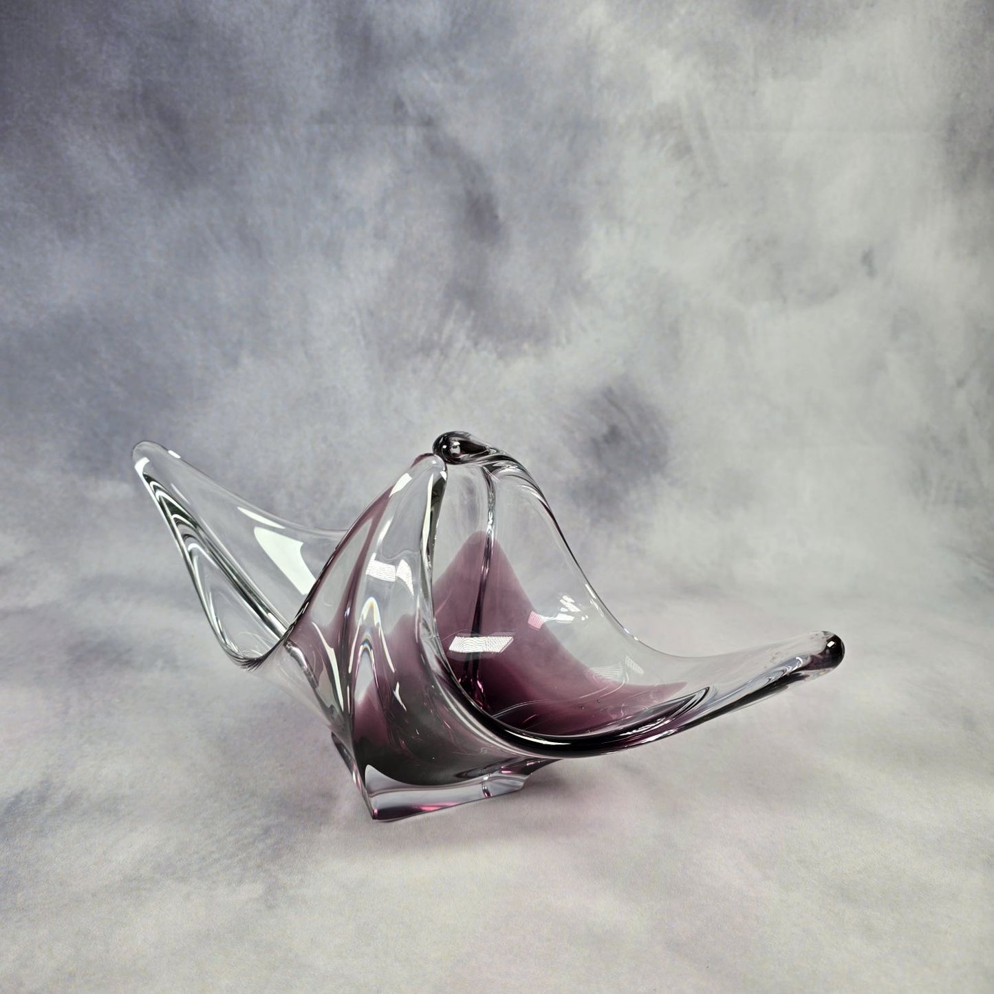 Edle Murano Glas Schale - transparent und lila