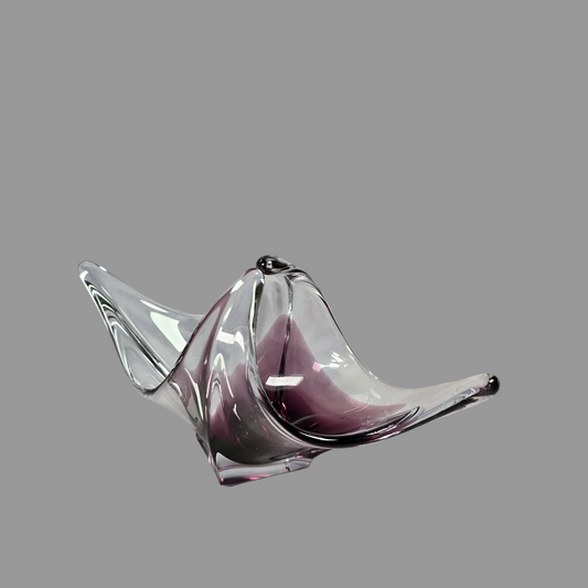 Edle Murano Glas Schale - transparent und lila