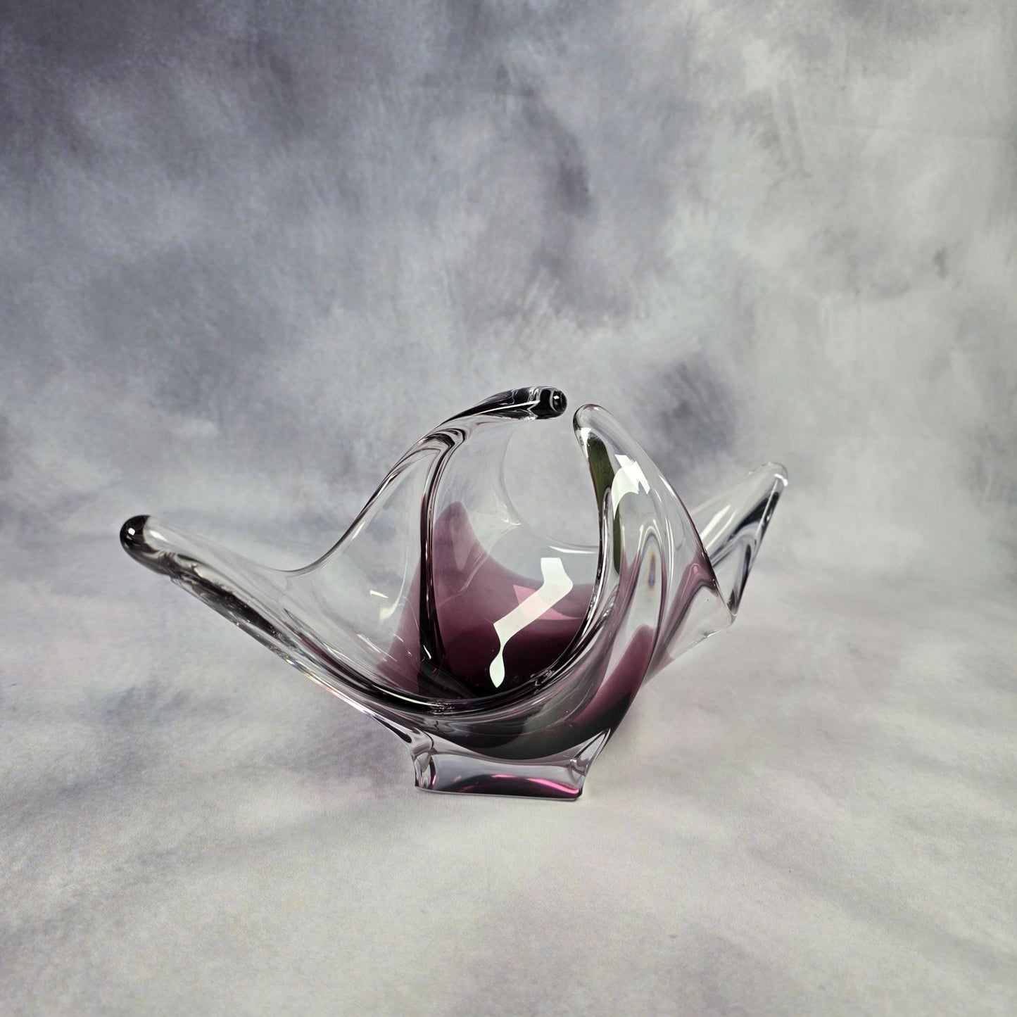 Edle Murano Glas Schale - transparent und lila