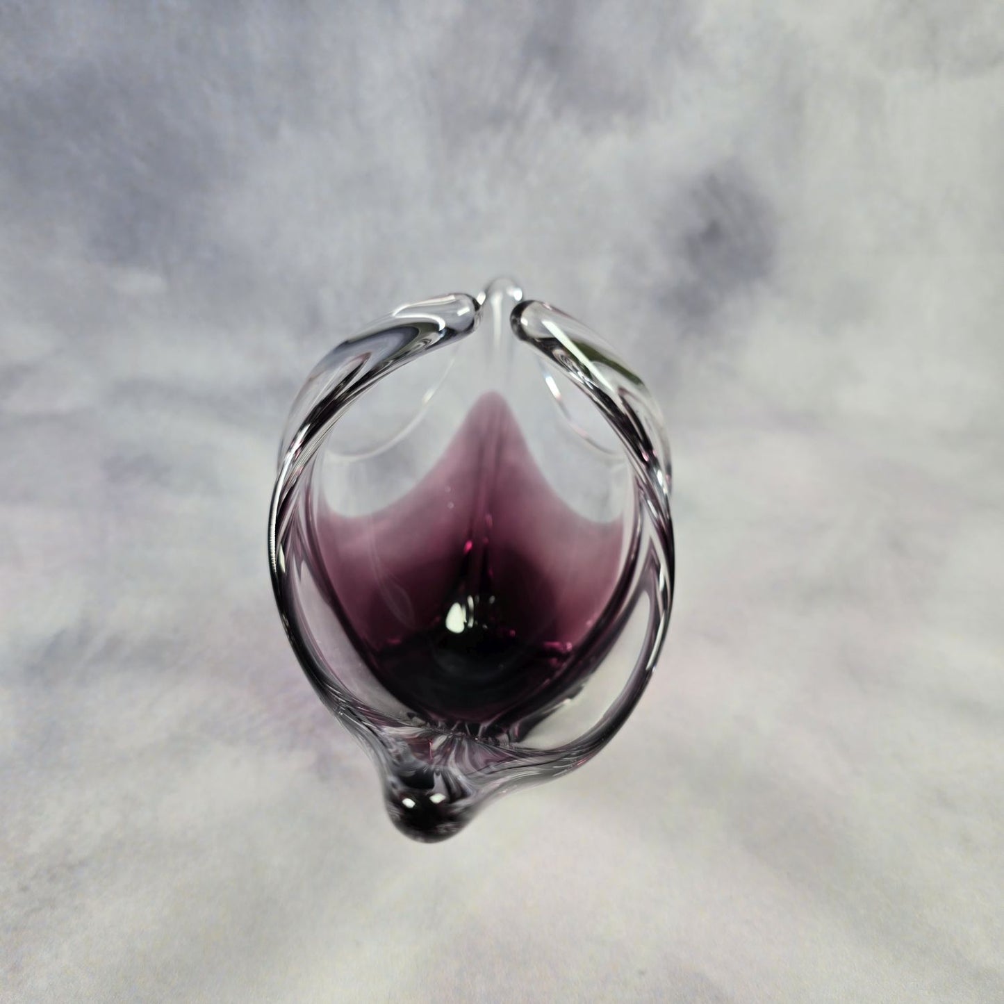 Edle Murano Glas Schale - transparent und lila