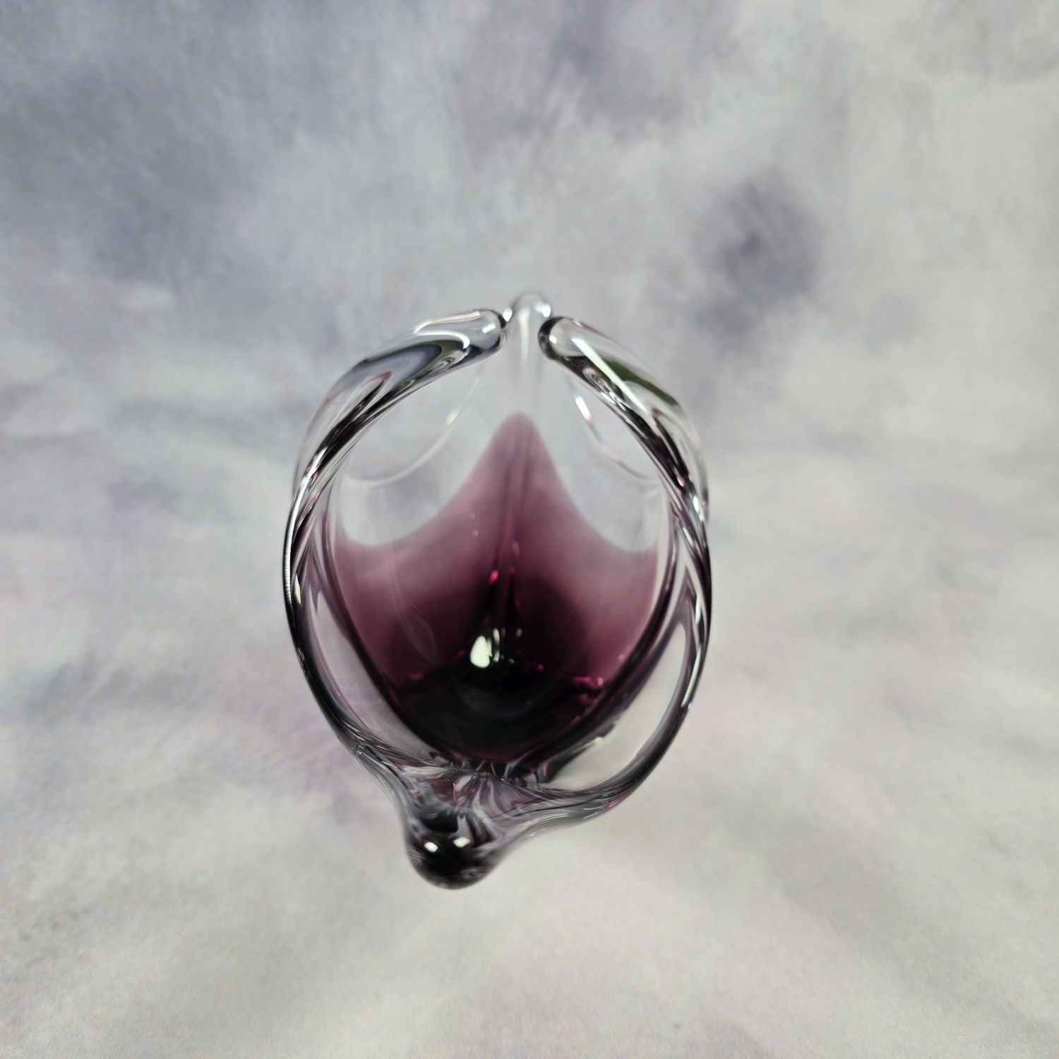 Edle Murano Glas Schale - transparent und lila