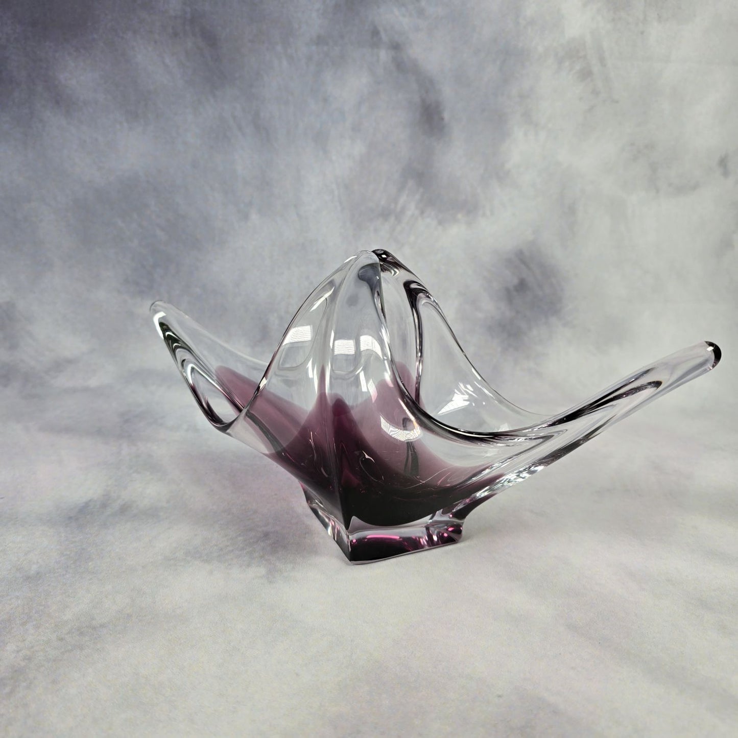 Edle Murano Glas Schale - transparent und lila