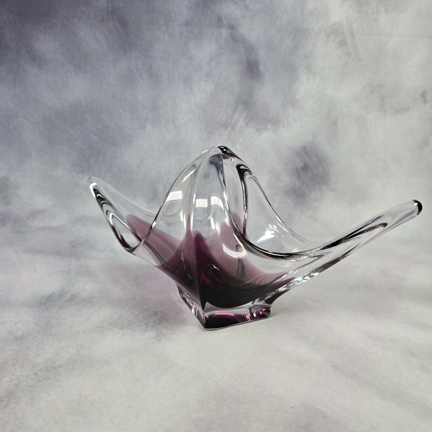 Edle Murano Glas Schale - transparent und lila
