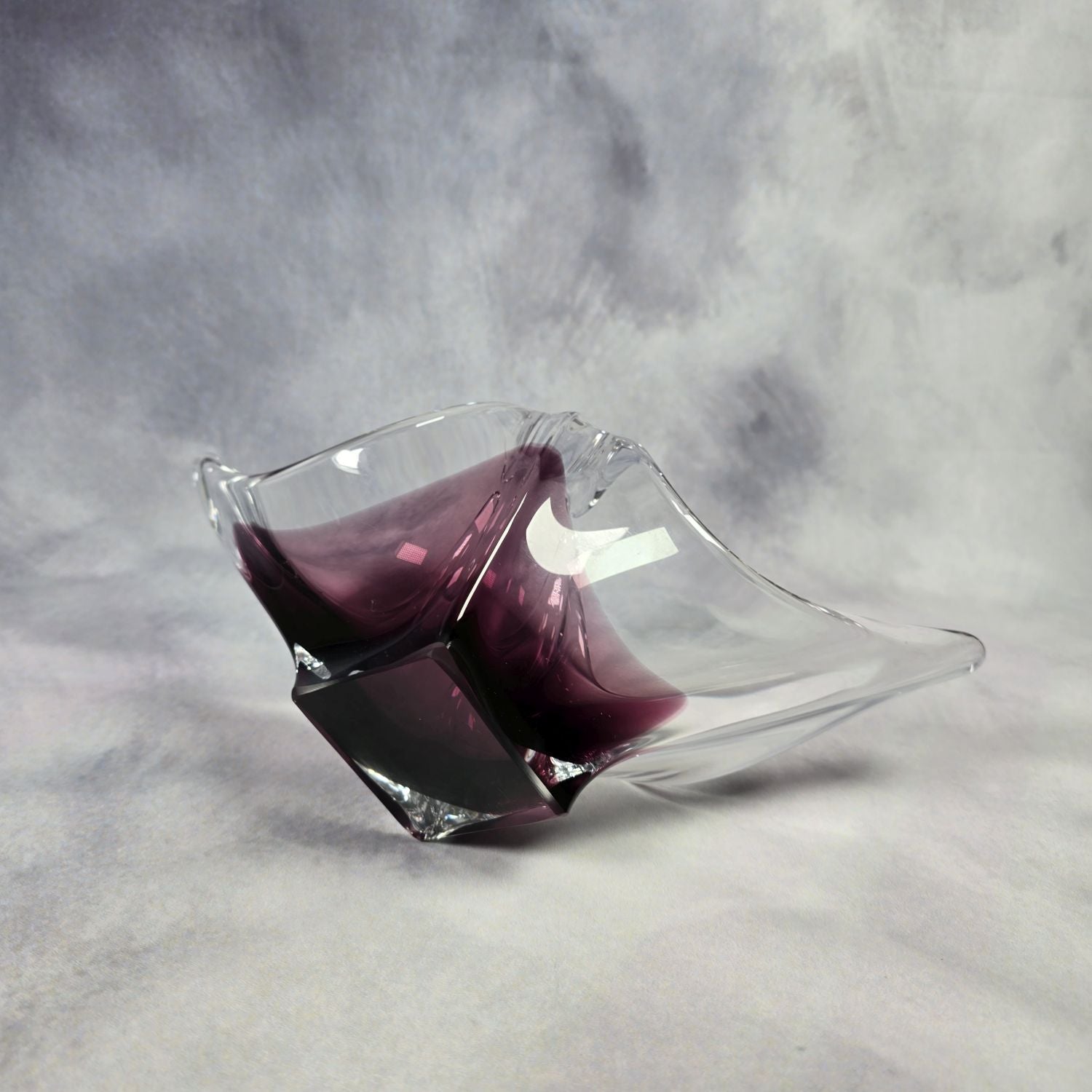Edle Murano Glas Schale - transparent und lila
