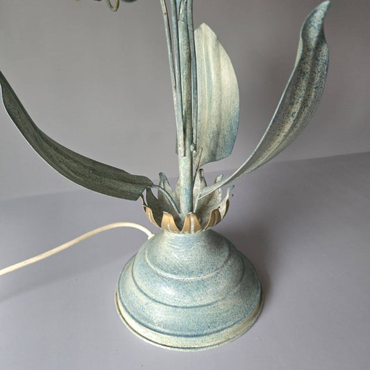 Große Florentiner Tischlampe mit Glasschirm