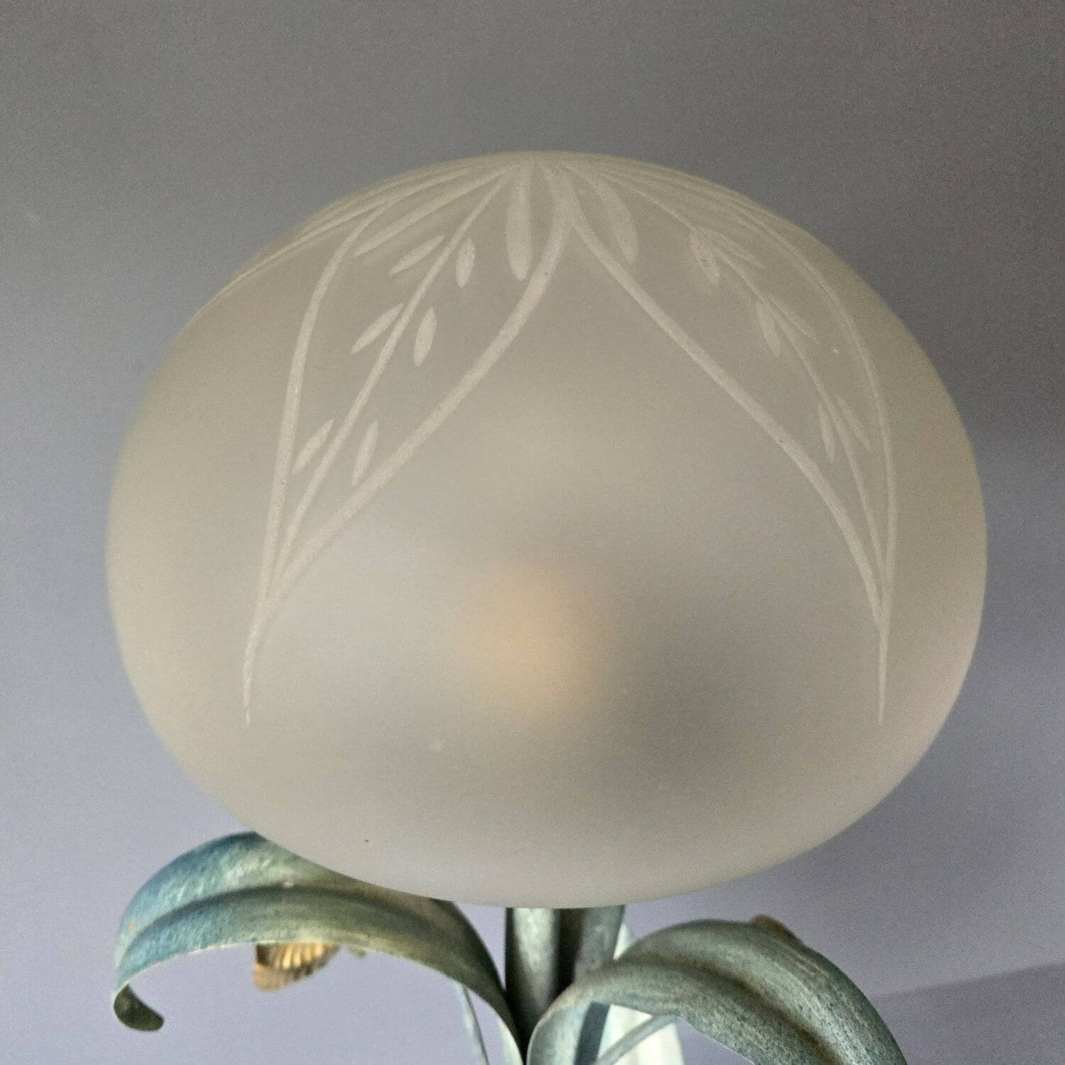 Große Florentiner Tischlampe mit Glasschirm