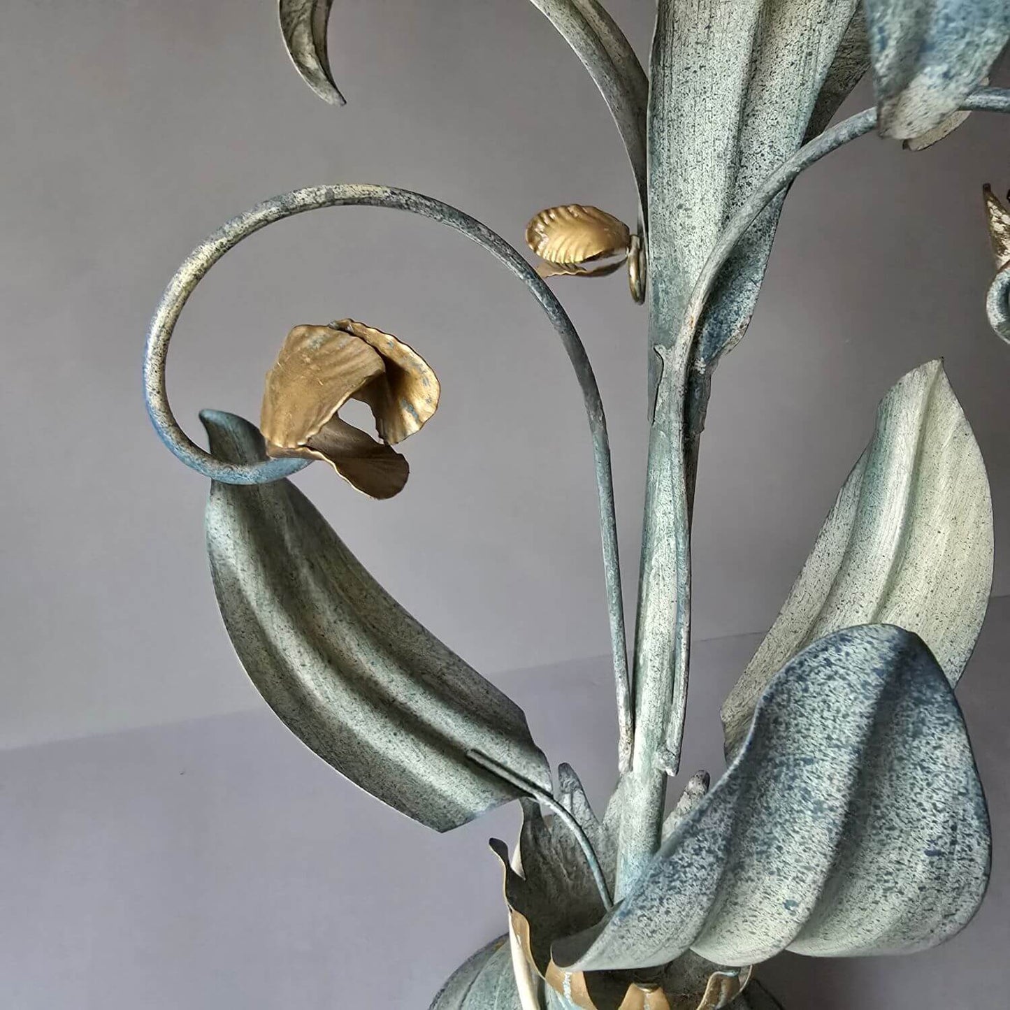 Große Florentiner Tischlampe mit Glasschirm