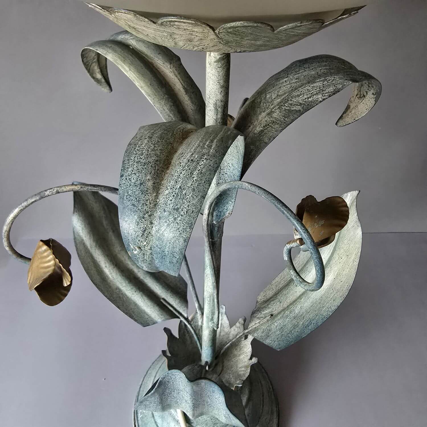 Große Florentiner Tischlampe mit Glasschirm