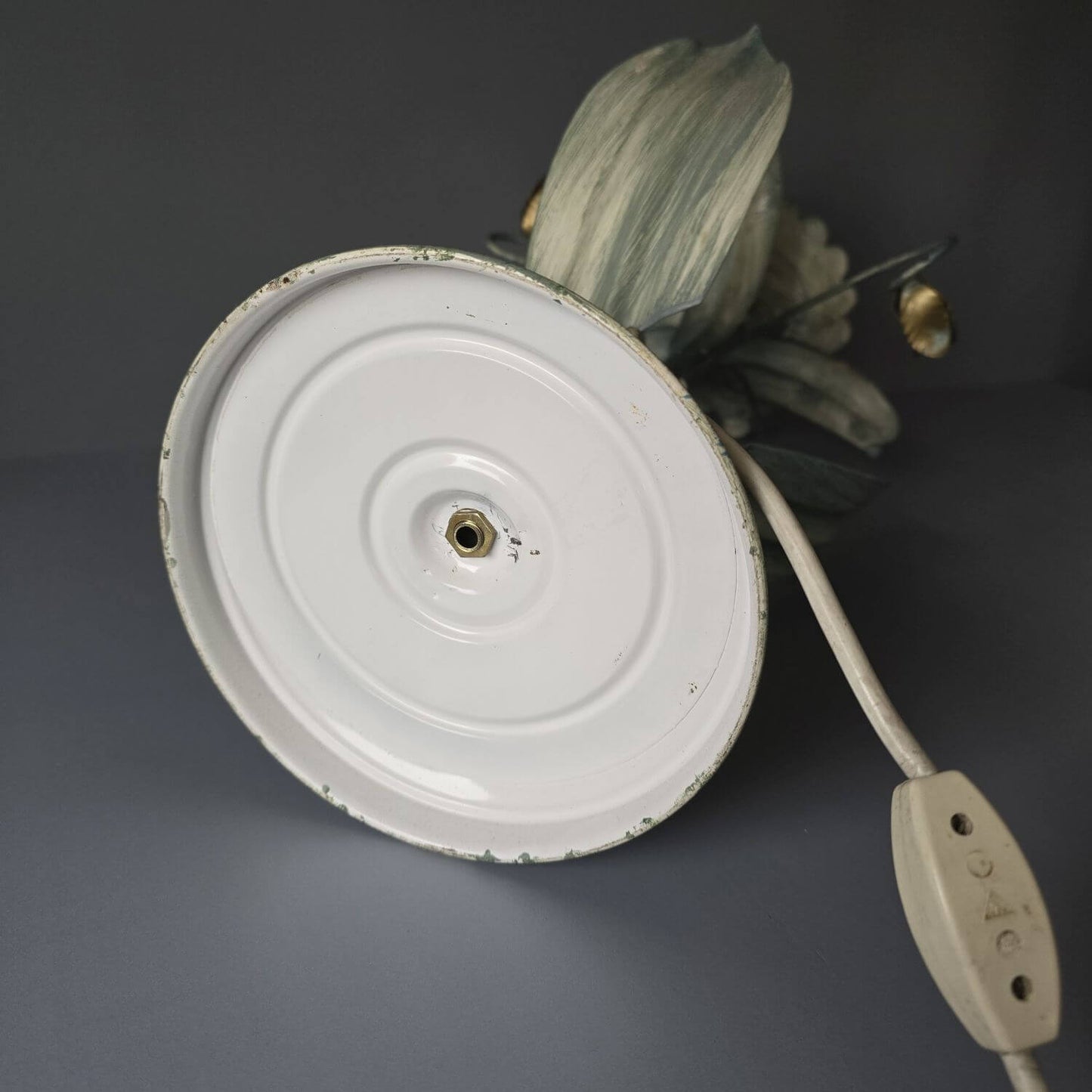 Große Florentiner Tischlampe mit Glasschirm