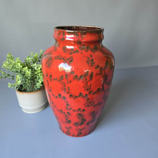 Bay Keramik Vase 30 cm, rot-braun – 1960er