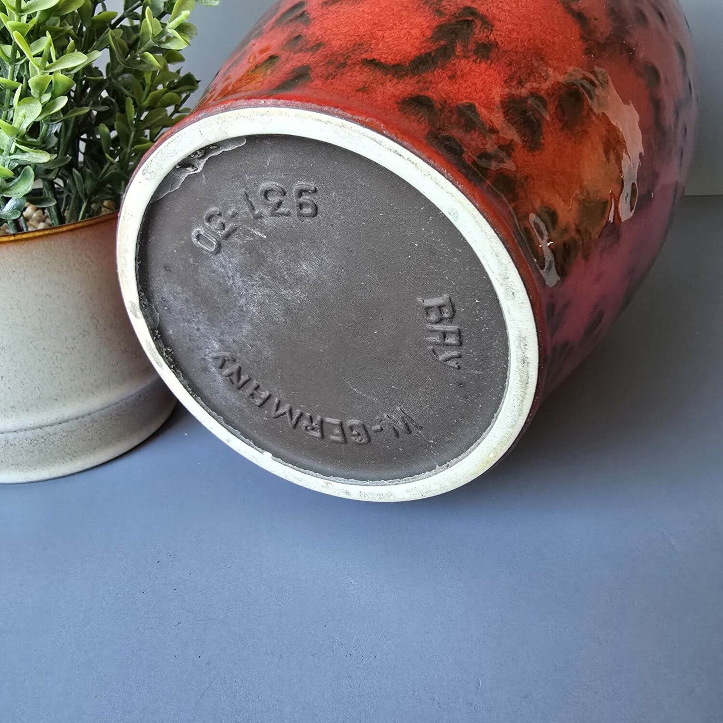 Bay Keramik Vase 30 cm, rot-braun – 1960er