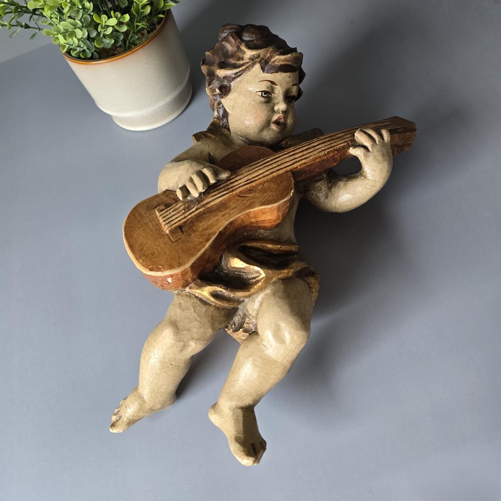 Barock Engel geschnitzt - mit Gitarre - 30cm
