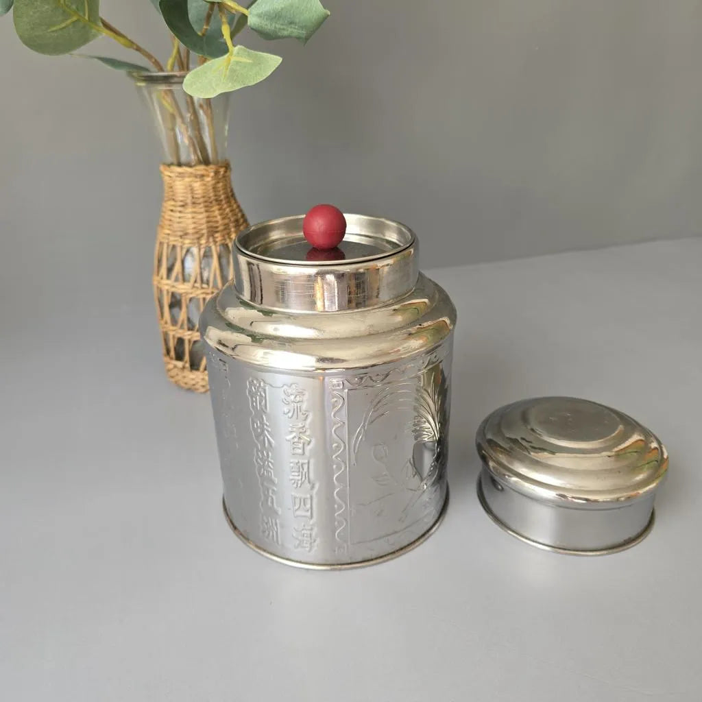 Große Runde Teedose - Tea Caddy - 18cm - doppelter Verschluss