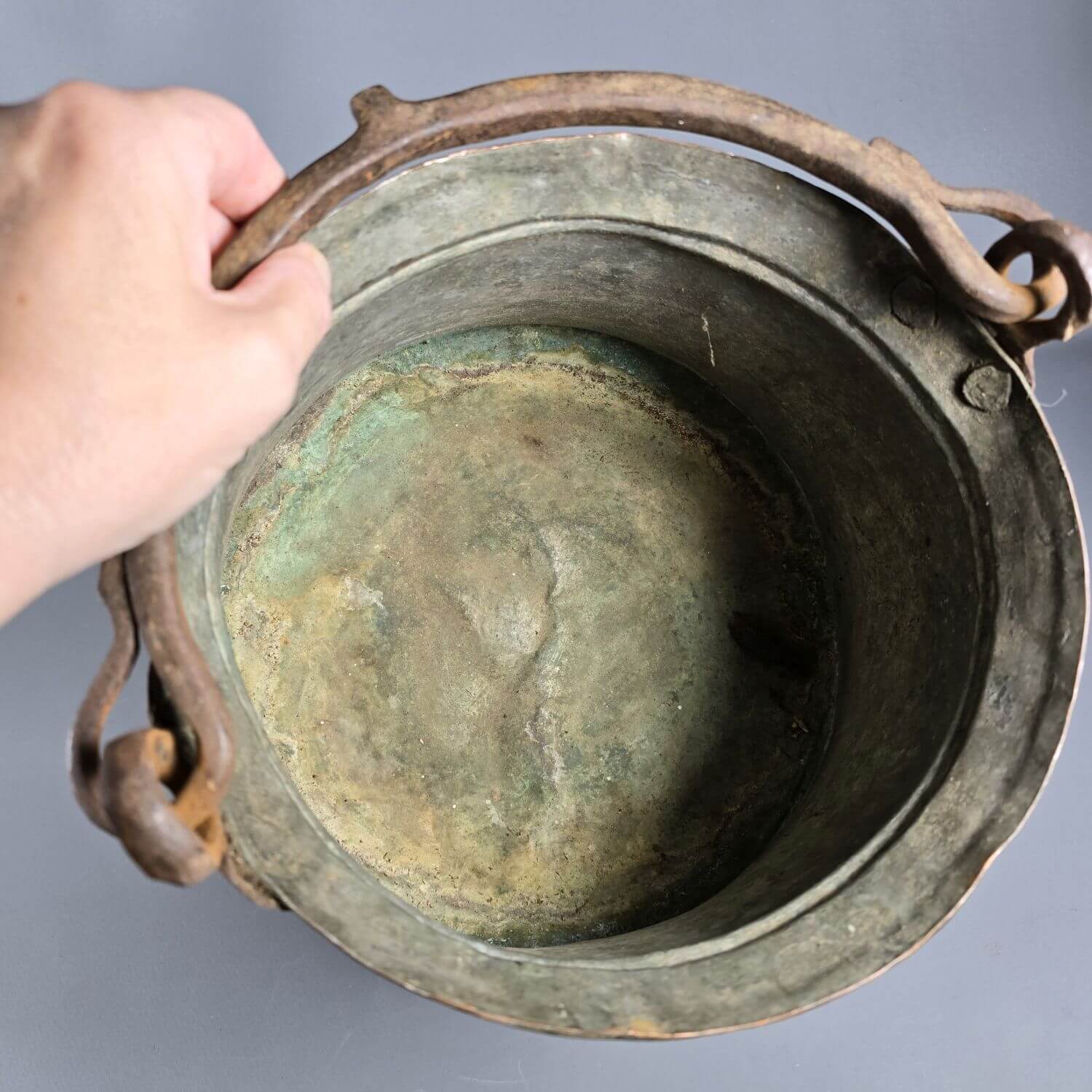 Orientalischer Vintage Kupfertopf mit Henkel - Handarbeit - Gartendeko