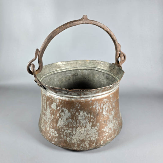 Orientalischer Vintage Kupfertopf mit Henkel - Handarbeit - Gartendeko