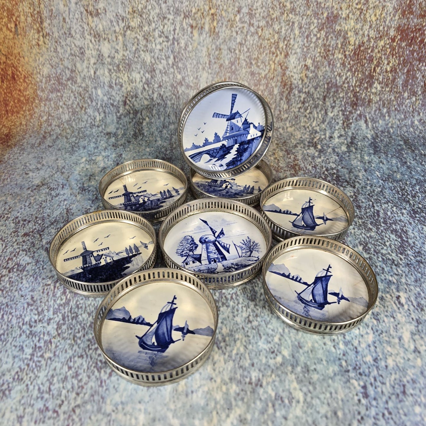 Alte Keramik Untersetzer Holland Motive