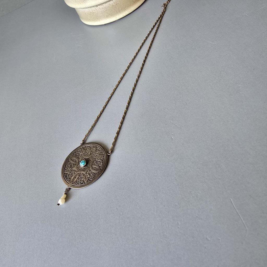 Vintage Indianerschmuck - 925 Silber Kette mit Anhänger