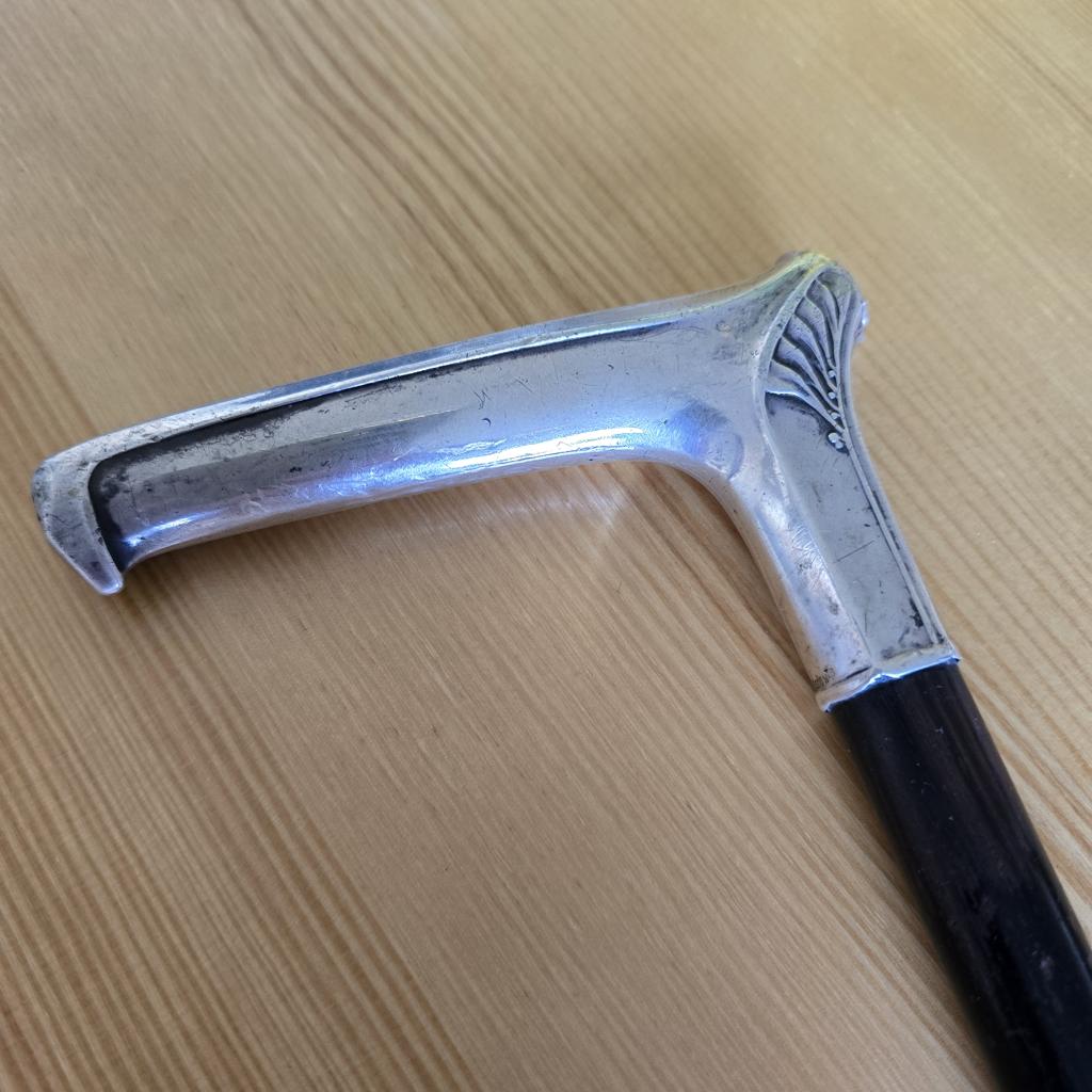 Jugendstil Gehstock mit Griff aus 800er Silber - Wilhelm Binder
