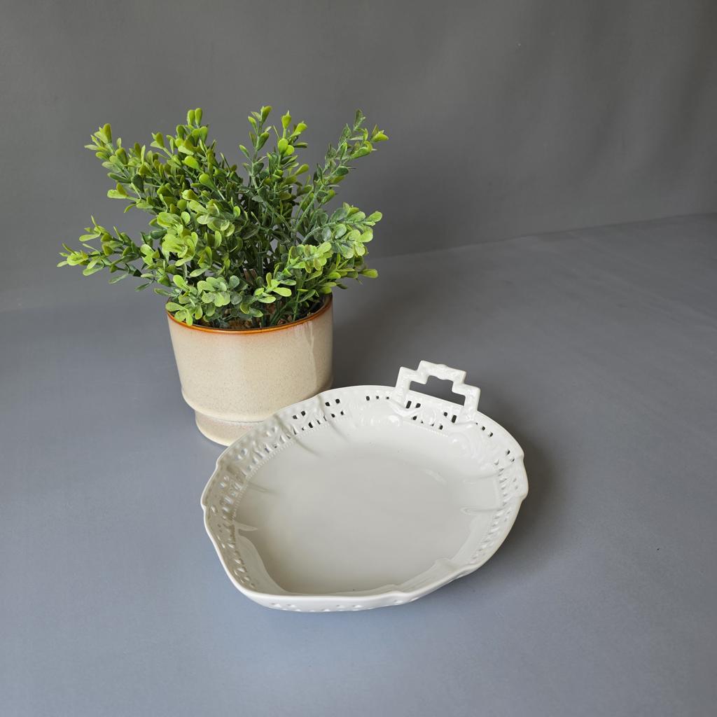 KPM BERLIN Kurland Blattschale weiß 20,6 cm - Schale Durchbruchschale
