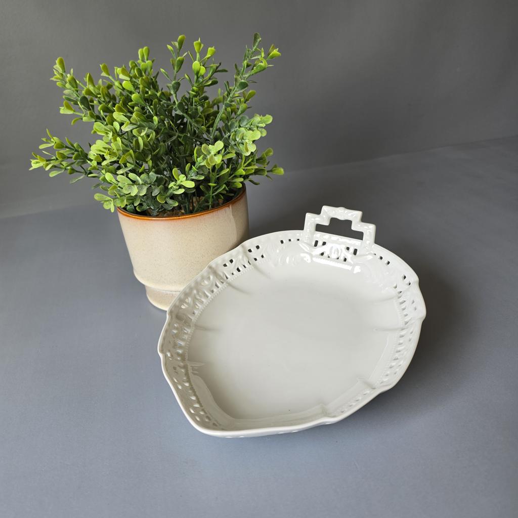 KPM BERLIN Kurland Blattschale weiß 20,6 cm - Schale Durchbruchschale