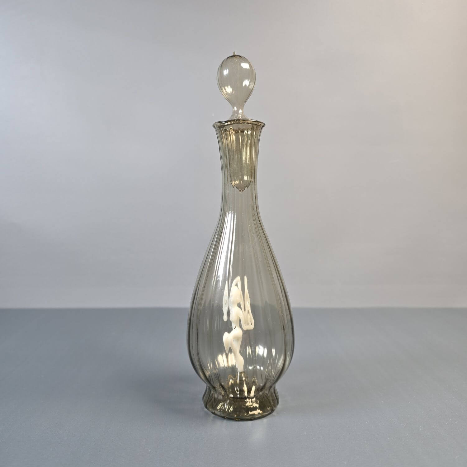 Lauscha Likörkaraffe Bimini Rauchglas, Art Deco