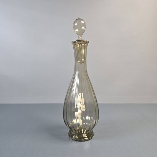 Lauscha Likörkaraffe Bimini Rauchglas, Art Deco