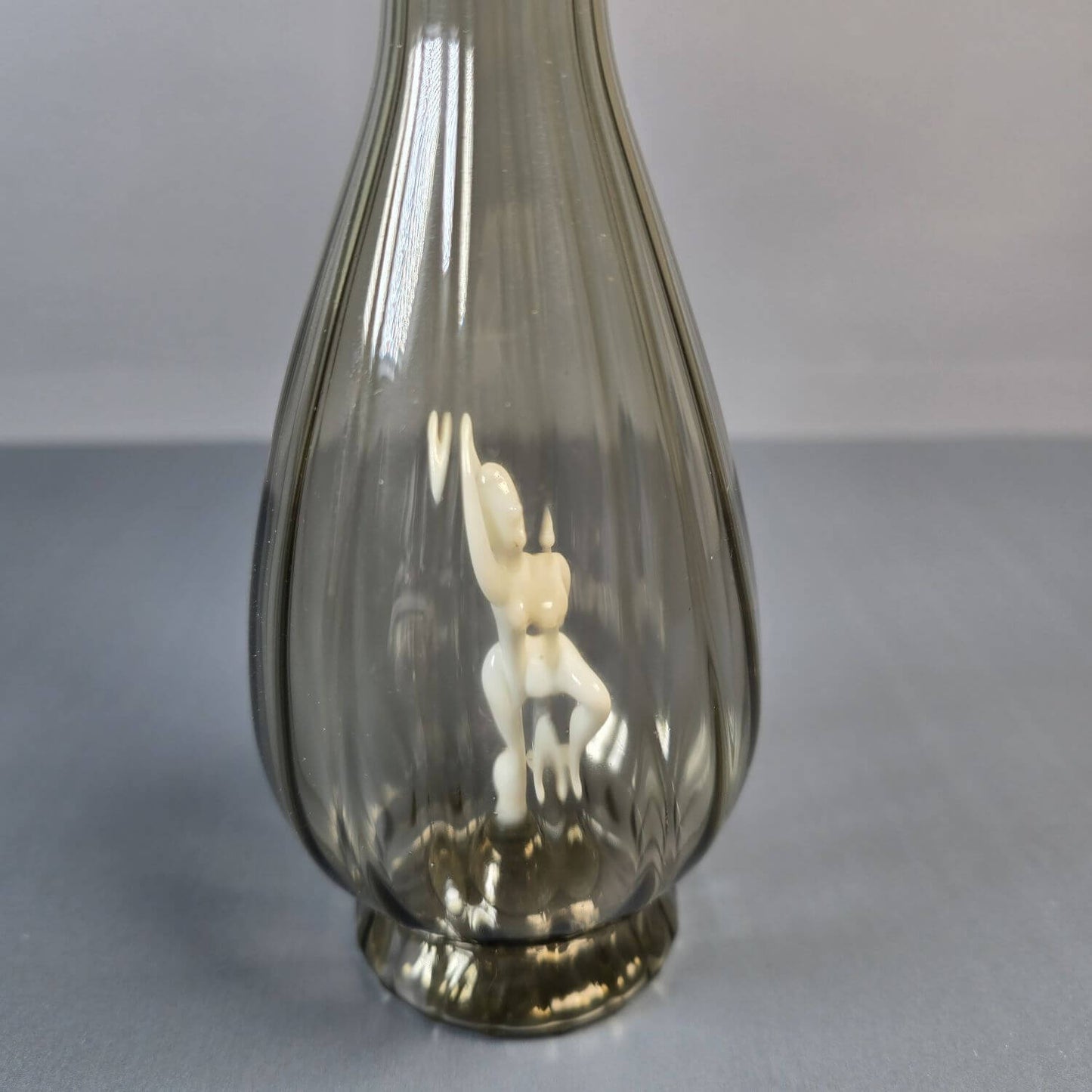 Lauscha Likörkaraffe Bimini Rauchglas, Art Deco