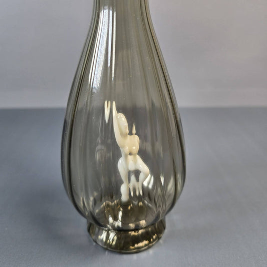 Lauscha Likörkaraffe Bimini Rauchglas, Art Deco