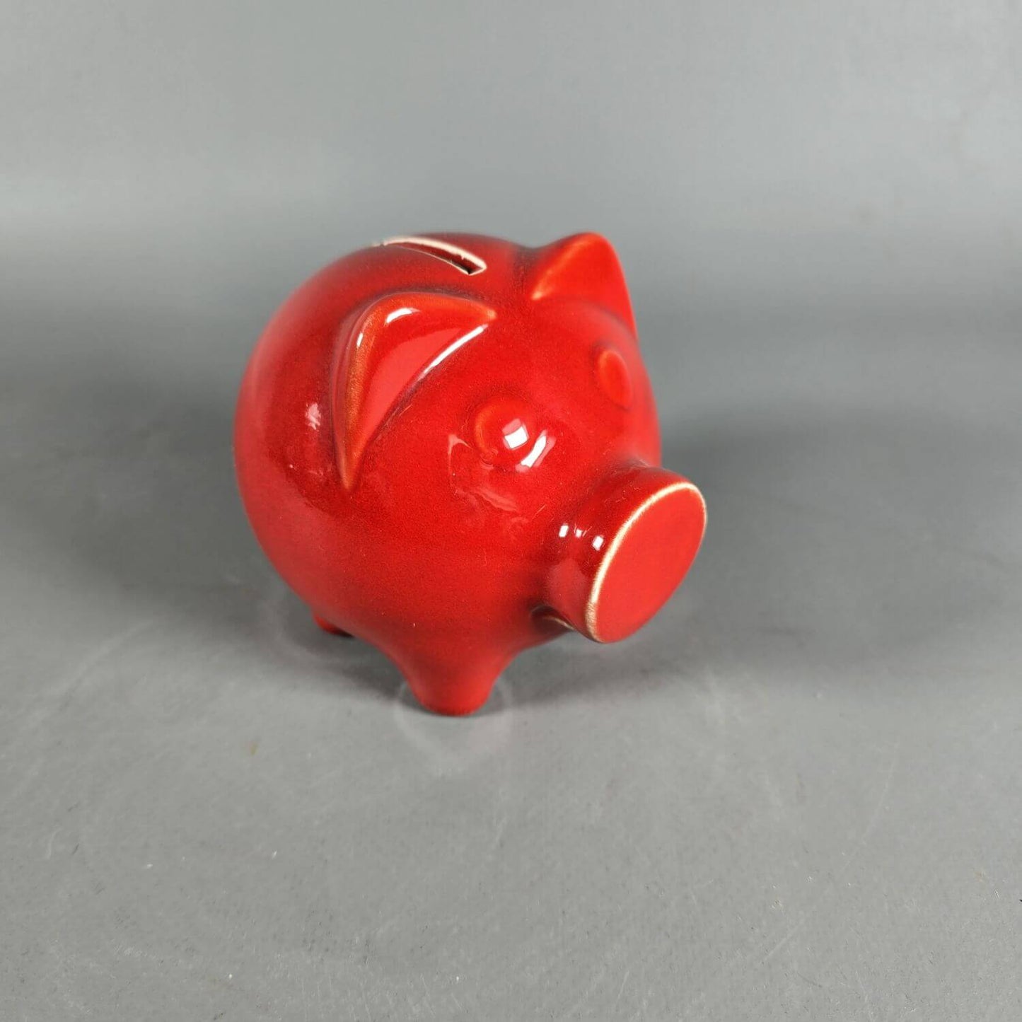 Sparschwein 70er Jahre - rotes Keramik