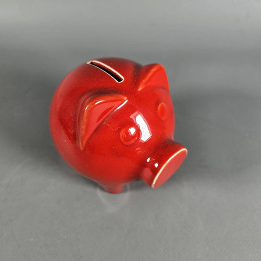 Sparschwein 70er Jahre - rotes Keramik
