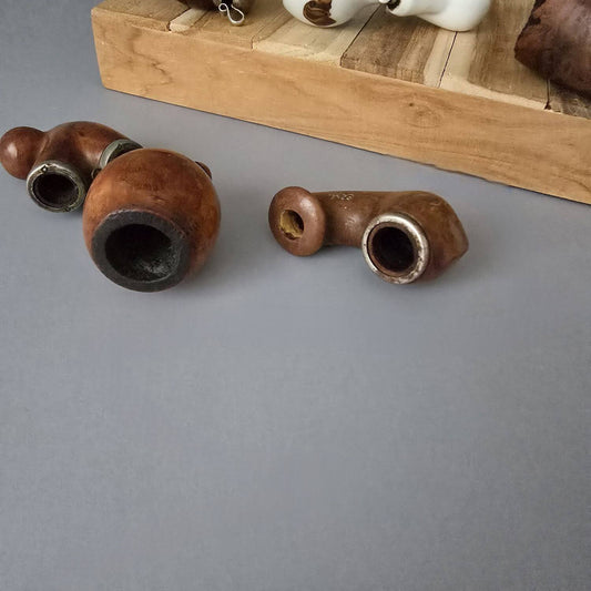 Set alte Pfeifenköpfe und Verbindungsstücke, Porzellan, Holz