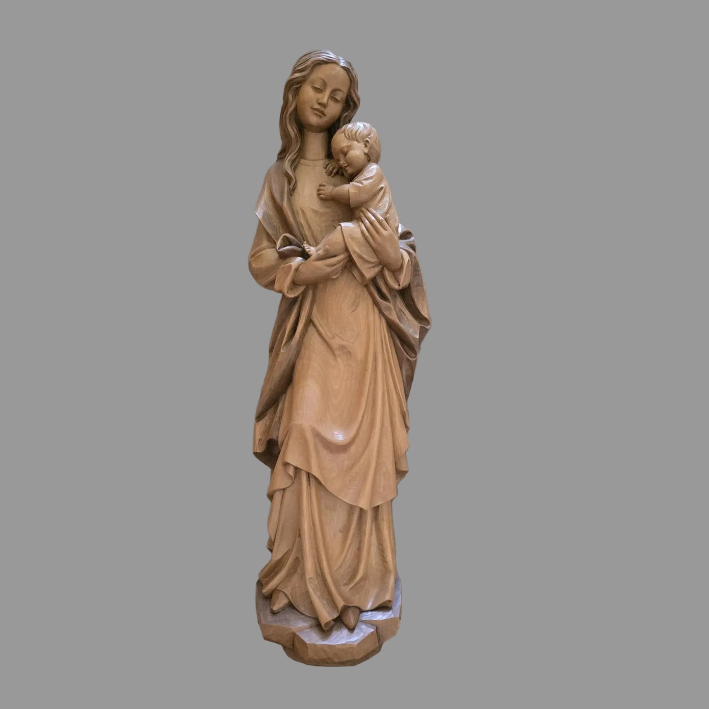 Große Madonna mit Kind - Holzschnitzerei
