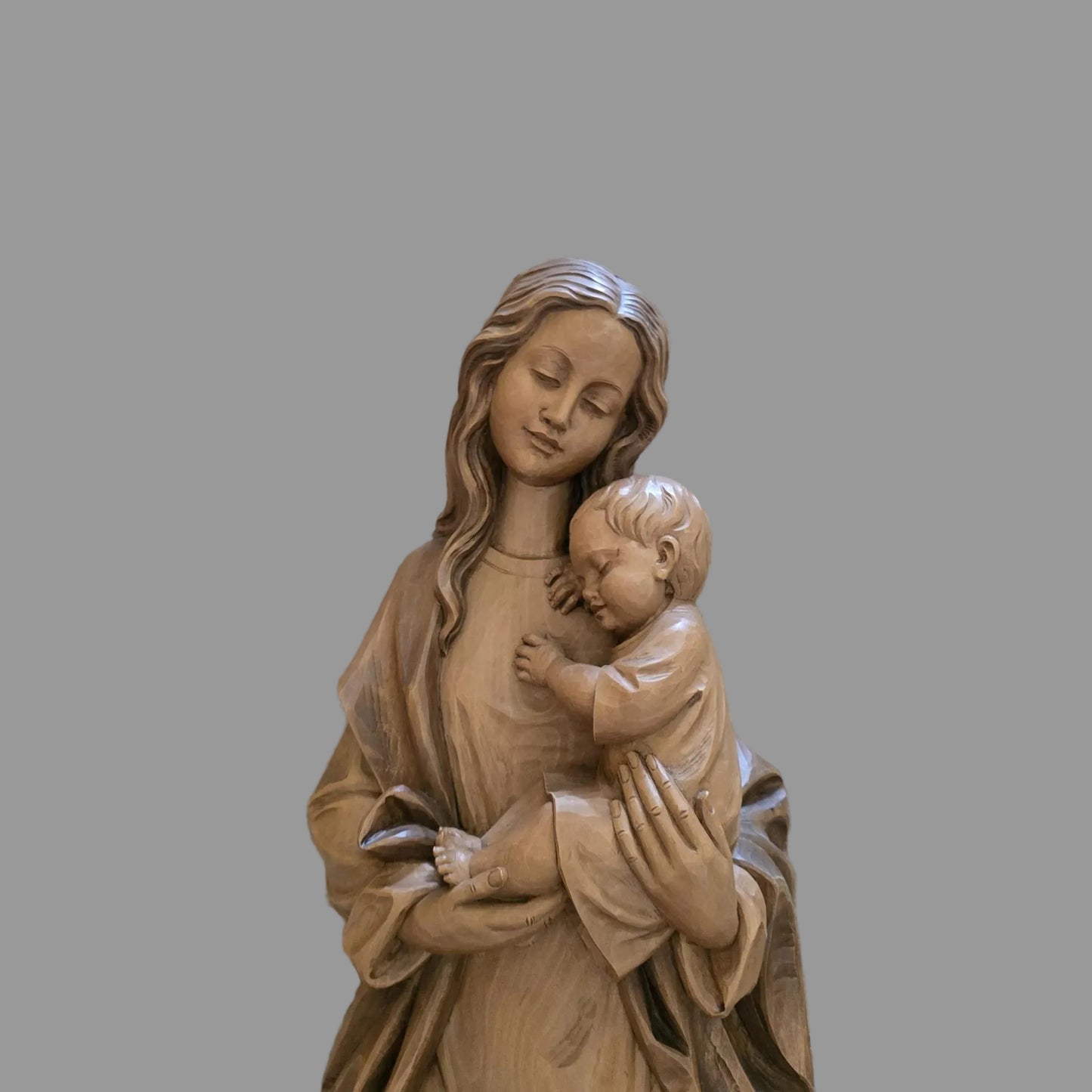 Große Madonna mit Kind - Holzschnitzerei