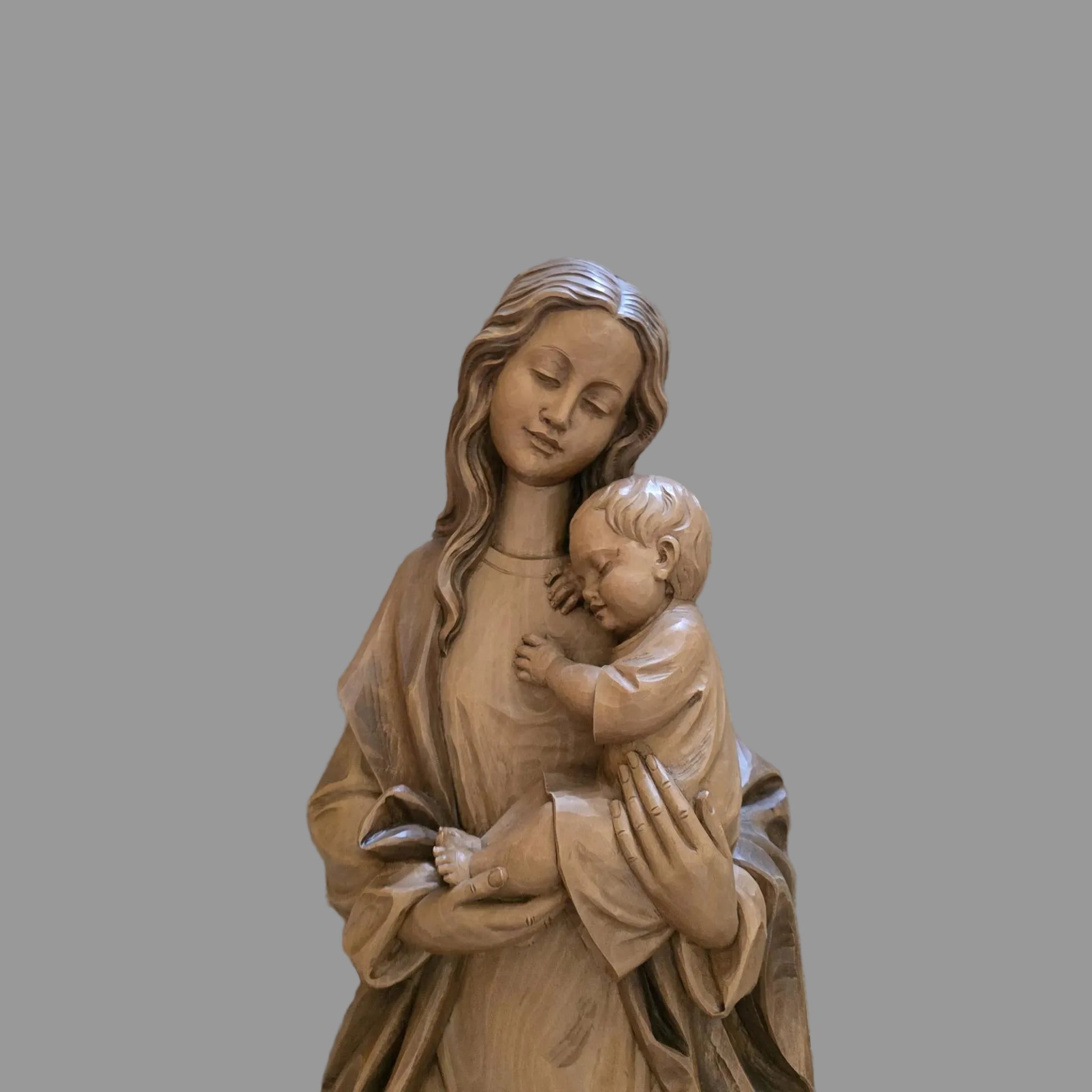 Große Madonna mit Kind - Holzschnitzerei