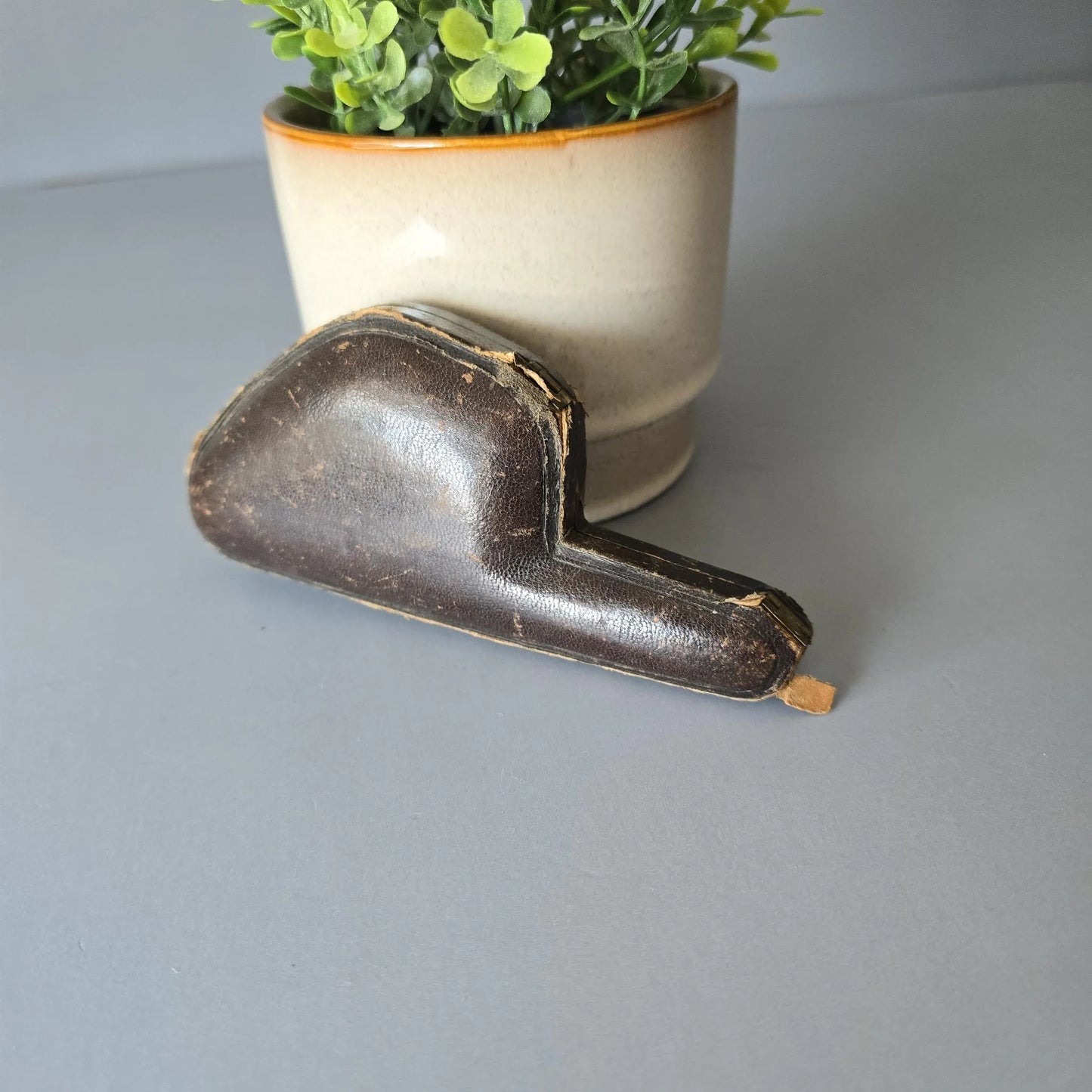 Alte Meerschaumpfeife in Etui - Pferde Motiv