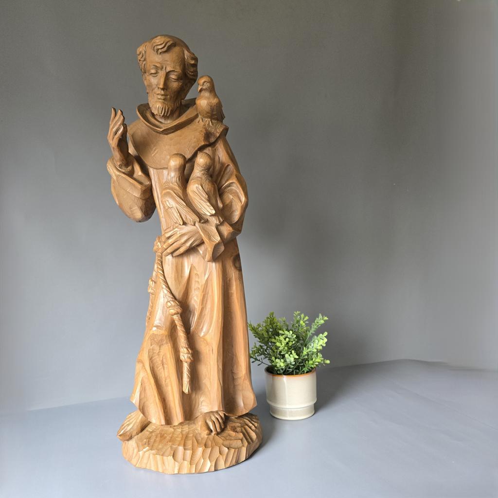 Nogler Grödnertal - 75cm Figur und Sockel - Hl. Franziskus von Assisi