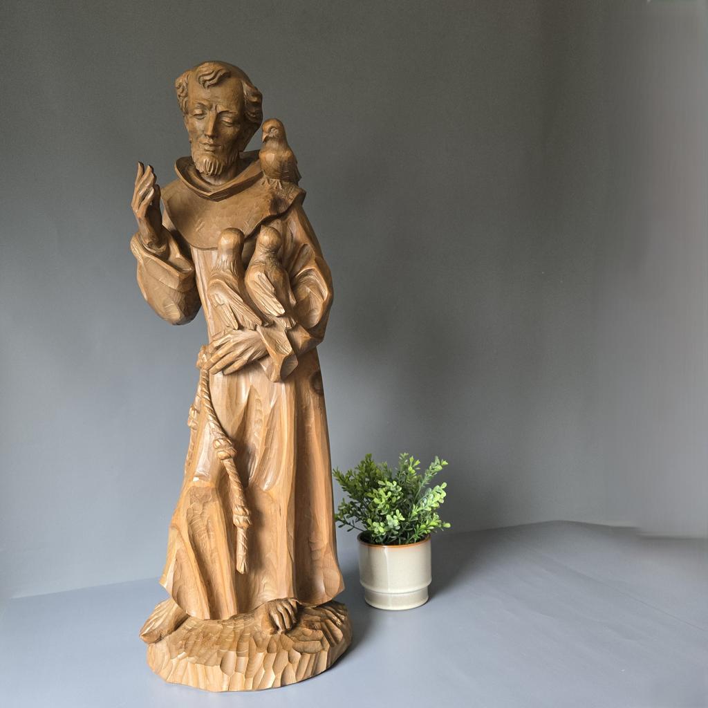 Nogler Grödnertal - 75cm Figur und Sockel - Hl. Franziskus von Assisi